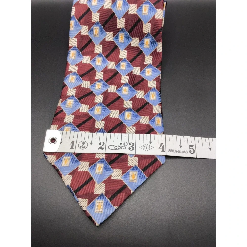 Robert Talbott Studio Tie New With Tag Burgundy Blue Geometric Diamonds